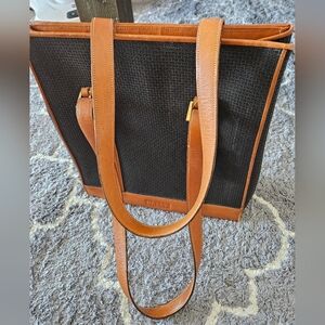 Bally Black & Tan Leather-Trim Tote Bag